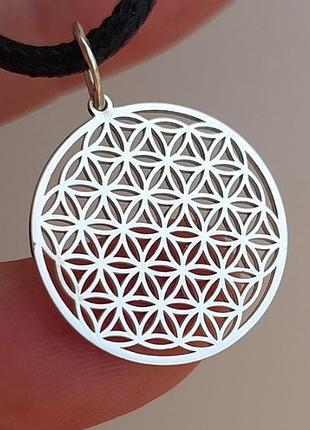 Кулон срібний 925 проби медальйон квітка життя, насіння життя
