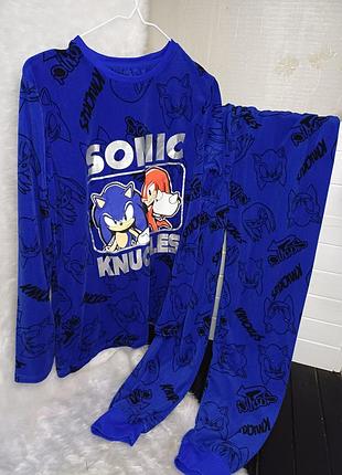 Велюровая пижама домашний костюм для дома соник 13-14 лет