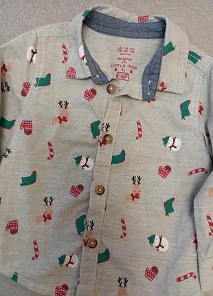 Рубашка для малыша новогодняя 6-9 мес.