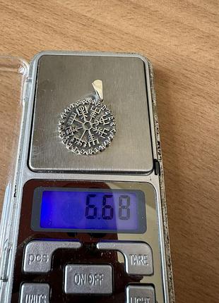 Кулон, підвіска, амулет срібний рунічний компас