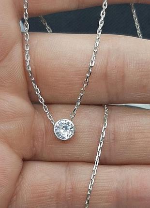 Кольє срібло 925 проби ланцюжок регулюється з камінчик позолота