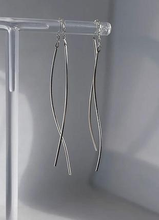 Сережки протяжки срібло 925 проби хвильки позолота