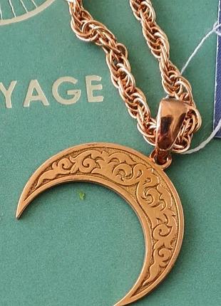 Підвіска, кулон, амулет срібло 925 проба лунниця у візерунок 2см позолота