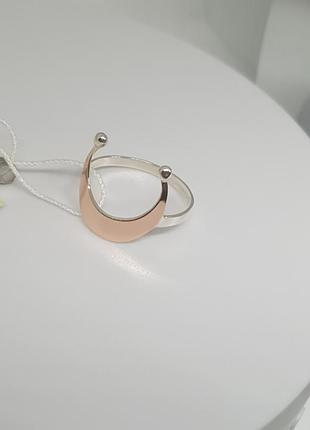 Срібна 925 проба каблучка лунниця з золотою напайкою 375 проби 21.5