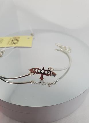 Браслет срібло 925 проба литий пташка сокіл з фазами місяця позолота