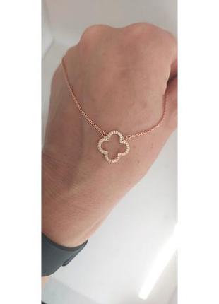 Кольє срібло 925 проби чотирилистник позолота