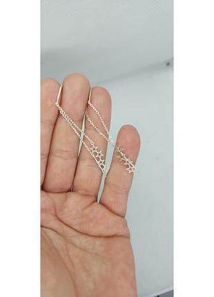 Сережки протяжки срібло 925 проби 4 зірки позолота