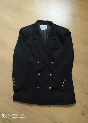 Вінтажний двобортний піджак жакет 100 % вовна з карманами  jaeger розмір 14