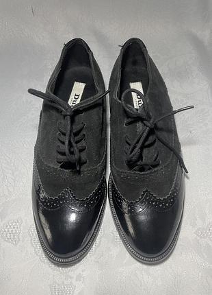 Dune туфли, оксфорды, лоферы черные женские кожаные 37 размер