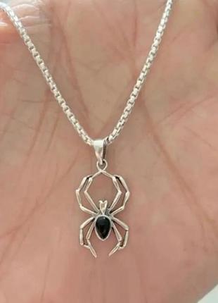 Підвіска срібляста чорний павук