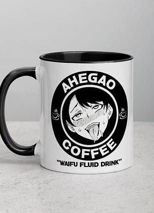 Кружка «ahegao coffee» с черной ручкой