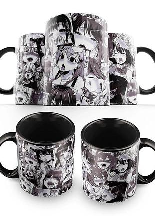 Кружка с аниме «aхегао. manga» черная