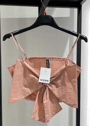 Топ h&m, топ з бантом, пудровий топ з бантом