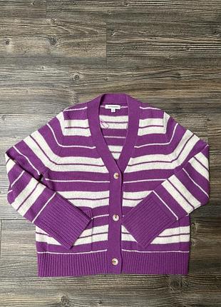 Шерстяной кардиган в полоску на пуговицах