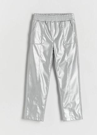 Серебристые джоггеры из экокожи reserved 146
