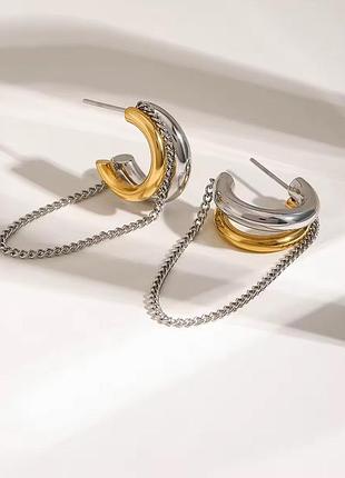 Миниатюрные серьги с цепочкой нержавеющая сталь stainless steel