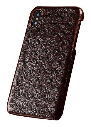 Чехол на xiaomi redmi note 14 4g обтянутый натуральной кожей накладка бампер "signature" №20 страус кофе