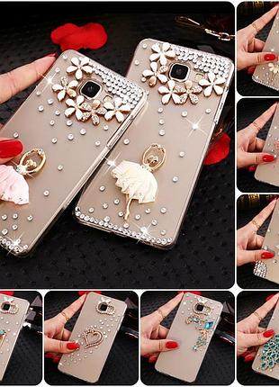 Чехол на xiaomi redmi note 14 4g со стразами подставкой противоударный прозрачный tpu "diamond"