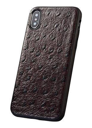 Чехол на xiaomi redmi note 14 4g кожаный силиконовый бампер накладка противоударный "genuine" страус кофе