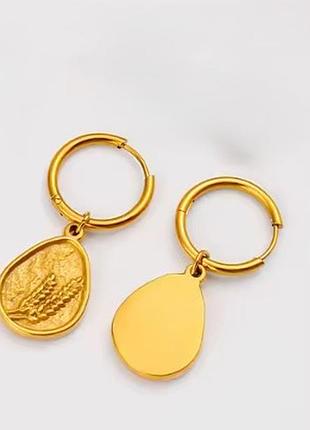 Серьги с колосками пшеницы нержавеющая сталь stainless steel