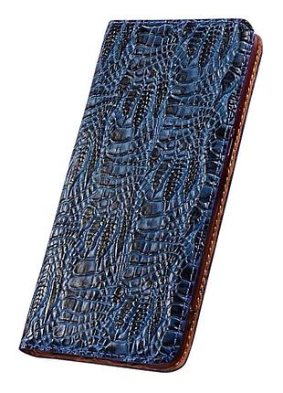 Чехол на xiaomi redmi note 14 4g книжка из натуральной премиум кожи с подставкой противоударный магнитный "dragon" синий