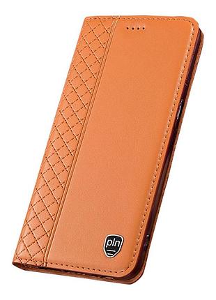 Чехол на xiaomi redmi note 14 4g книжка из натуральной кожи с подставкой визитницей противоударный "bottega" бежевый - №14