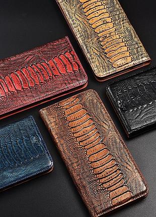 Чехол на xiaomi redmi note 14 4g книжка из натуральной премиум кожи с подставкой противоударный магнитный "reptile"