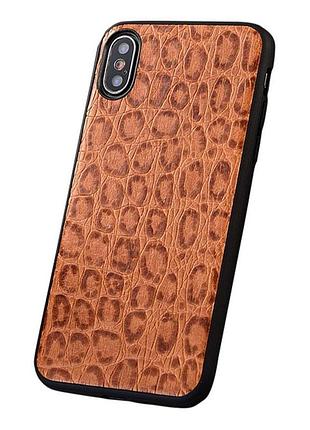 Чехол на xiaomi redmi note 14 4g кожаный силиконовый бампер накладка противоударный "genuine" кайман кориченвый