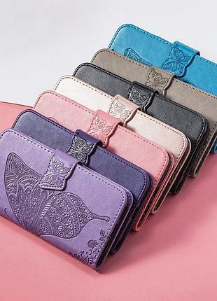 Чехол на xiaomi redmi note 14 4g книжка кожаный с кошельком визитницей ремешком подставкой противоударный "butterfly"