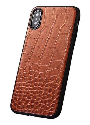 Чехол на xiaomi redmi note 14 4g кожаный силиконовый бампер накладка противоударный "genuine" крокодил светло-коричневый