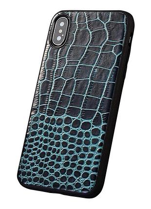 Чехол на xiaomi redmi note 14 4g кожаный силиконовый бампер накладка противоударный "genuine" крокодил синий