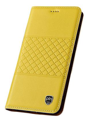 Чехол на xiaomi redmi note 14 4g книжка из натуральной кожи с подставкой визитницей противоударный "bottega" желтый - №5