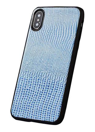 Чехол на xiaomi redmi note 14 4g кожаный силиконовый бампер накладка противоударный "genuine" варан голубой