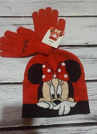 Шапка шапочка мінні маус перчатки рукавиці на дівчинку