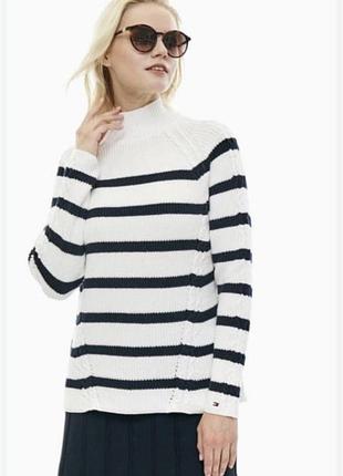 Tommy hilfiger білий светр у смужку белый свитер джемпер кофта в полоску