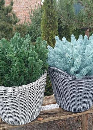 Дровниця з ротангу 20л кашпо з ручками
