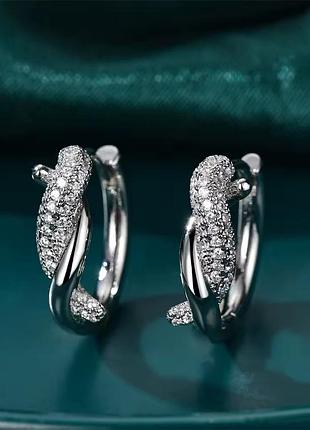 Серьги с камешками цирконии нержавеющая сталь stainless steel