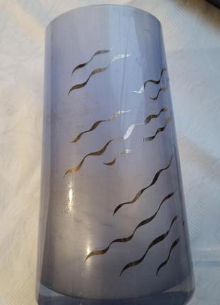 Ваза для цветов кристальная богемия (чехия) синего оттенка 22 см