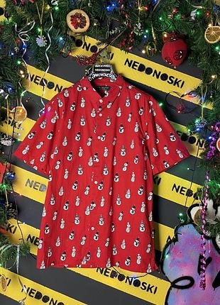 Новорічна різдвяна гавайка с принтом сніговики