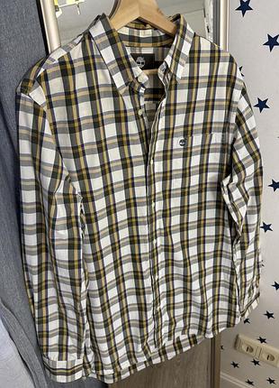 Базова чоловіча сорочка timberland оригінал,бавовняна котонова рубашка в клітинку,картата сорочка,в клітинку