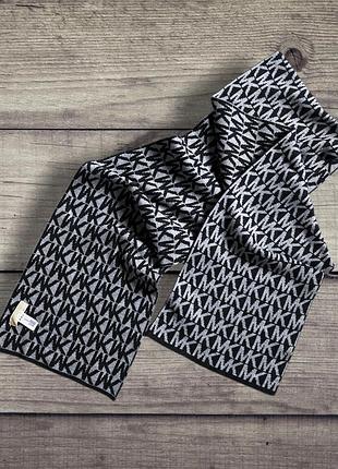 Монограмный тёплый шарф mk michael kors хомут шарфик