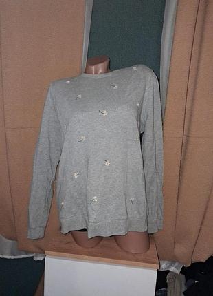 Світшот жіночий сірий в ромашки