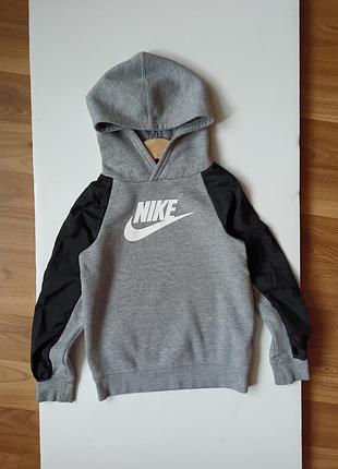 Серое худи nike с черными вставками