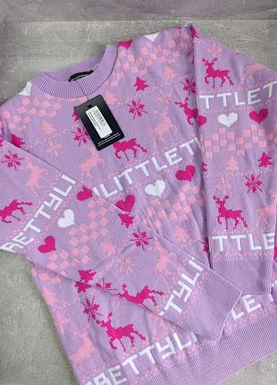 Свитер новогодний сиреневый от plt