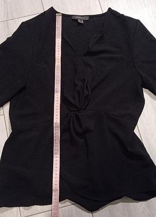 Primark. черный топ/блузка с узлом и баской, короткий рукав. размер 14 (m/l)