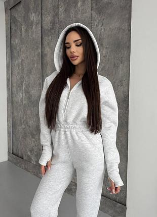 Жіночий класичний теплий флісовий комбінезон комбез