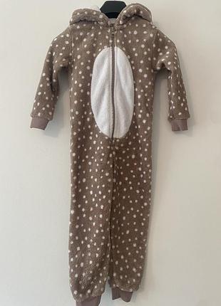 Новогодний флисовый слип, человечек vrs 98-104 см ( 3-4 р) новогодний олень