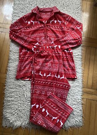 Тепла флісова піжама домашній костюм новорічна тематика george