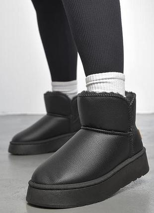 A86-1 женские угги черные на платформе