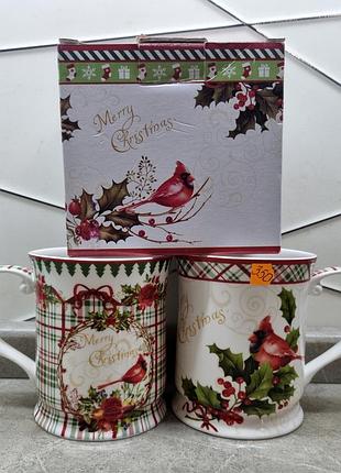 Коллекционные фарфоровые кружки "merry christmas", 400мл.